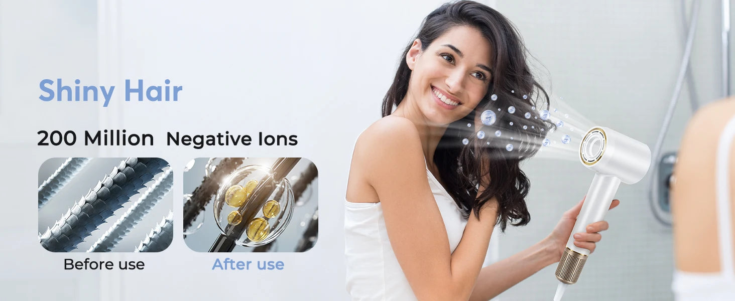 1600W Professional High Speed Hair Dryer 110000RPM Brushless Cold Hot blower Silent Touch Screen Home Hair Dryer Fast Dry