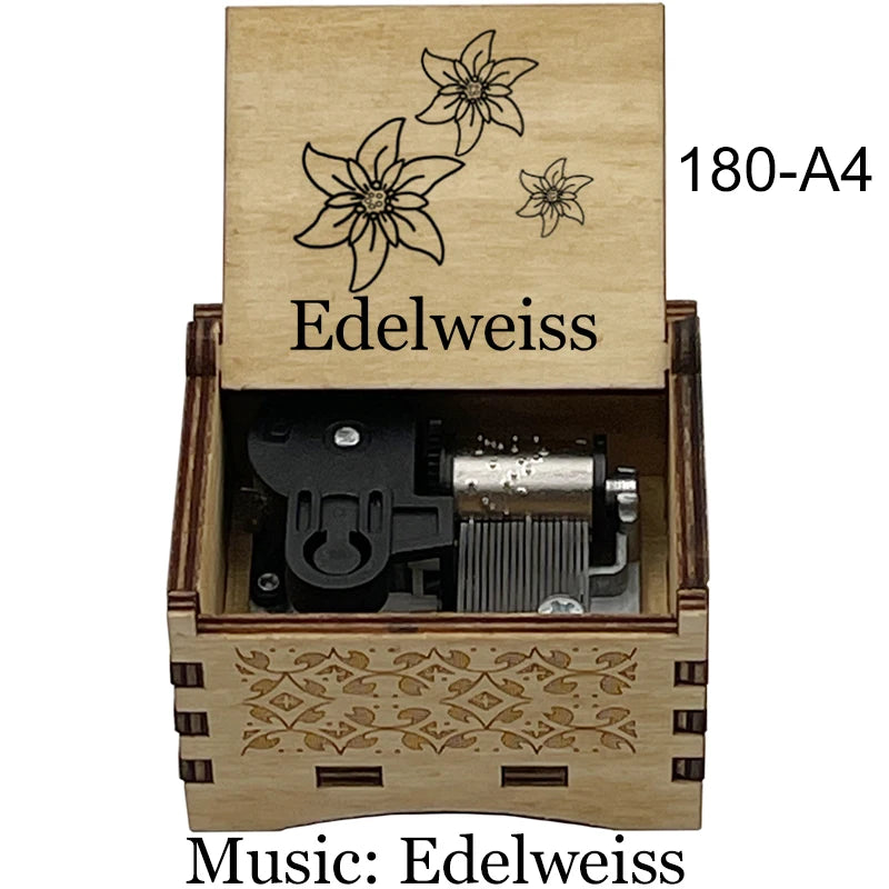 Edelweiss Wooden Music Box 18 Note Wind Up Movement Boutique Friends Birthday Gift Cute Home Decoration