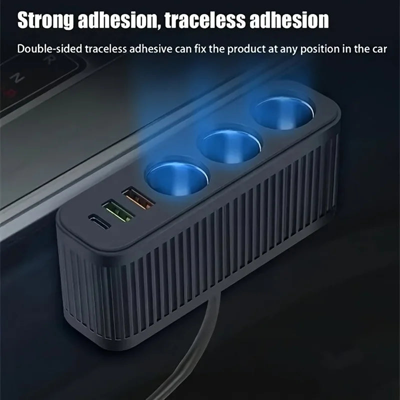 PD 120W Fast Charger 12V/24V Dual USB Quick Charge Power Adapter Charger One-to-four Multifunctional Socket Car Charger