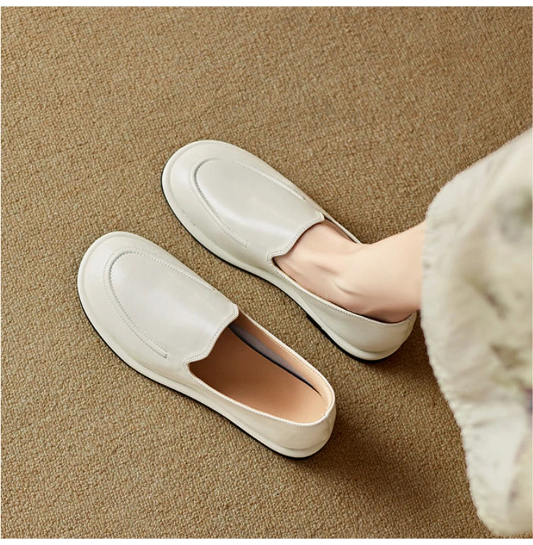CICIYANG Loafers Women 2025 New Spring Round Toe One Foot Slip-on Shoes Women Genuine Leather Soft Flats Shoes Women