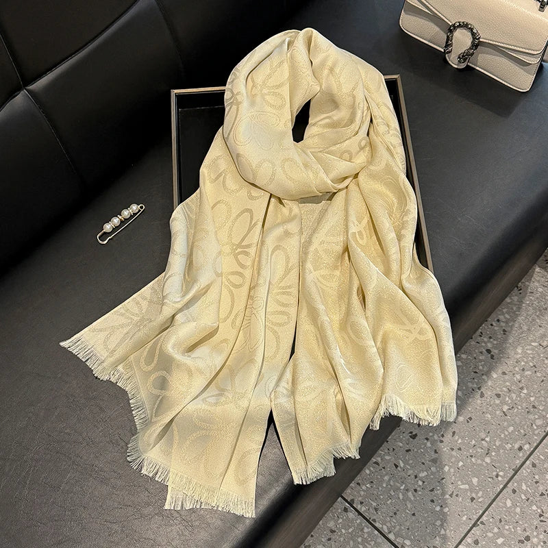 New Ladies Elegant Print Hijab Tencel cotton long scarf With Four Seasons Sun Protection Scarf Decoration Shawl Wrap Headscarf