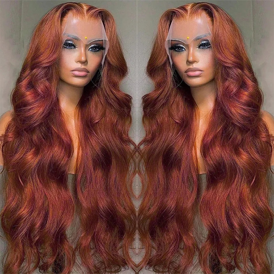 200% Reddish Brown Body Wave 13x6 HD Lace Front Wig 32 36 Inch Water Wave 13x4 Lace Frontal Human Hair Wigs For Women PrePlucked