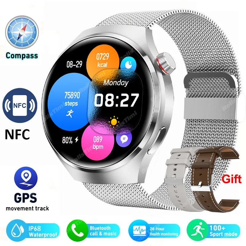 2025 New Smart Watch Heart rate Health Monitor Bluetooth Call NFC GPS Tracker IP68 Waterproof SmartWatch Men Women For HUAWEI