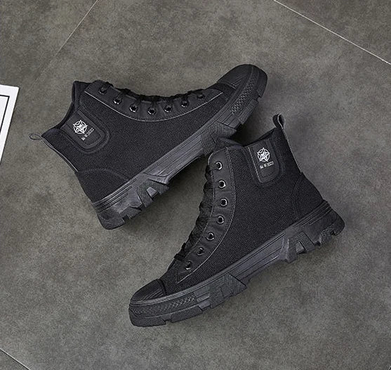 Man Shoes Lace Up Warm Industrial Safety High Cut Boots for Men with Fur Work Winter Footwear Cheap Casual Classic Non Slip Y2k