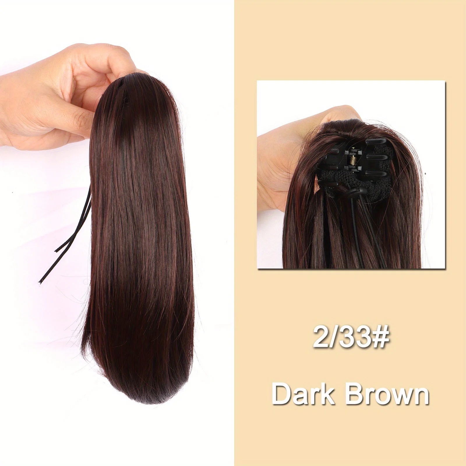 Synthetic 12Inch Short Ponytail Extension Long Ponytail Clip In Claw Hair Extension Natural Looking  Hairpiece For Women