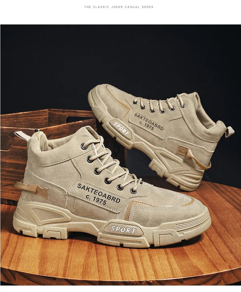 Men's Casual Boots Soft Sole Anti Slip Four Seasons Work Outdoor Botas Student Sports Boot Fashion Youth Versatile Trendy Boots