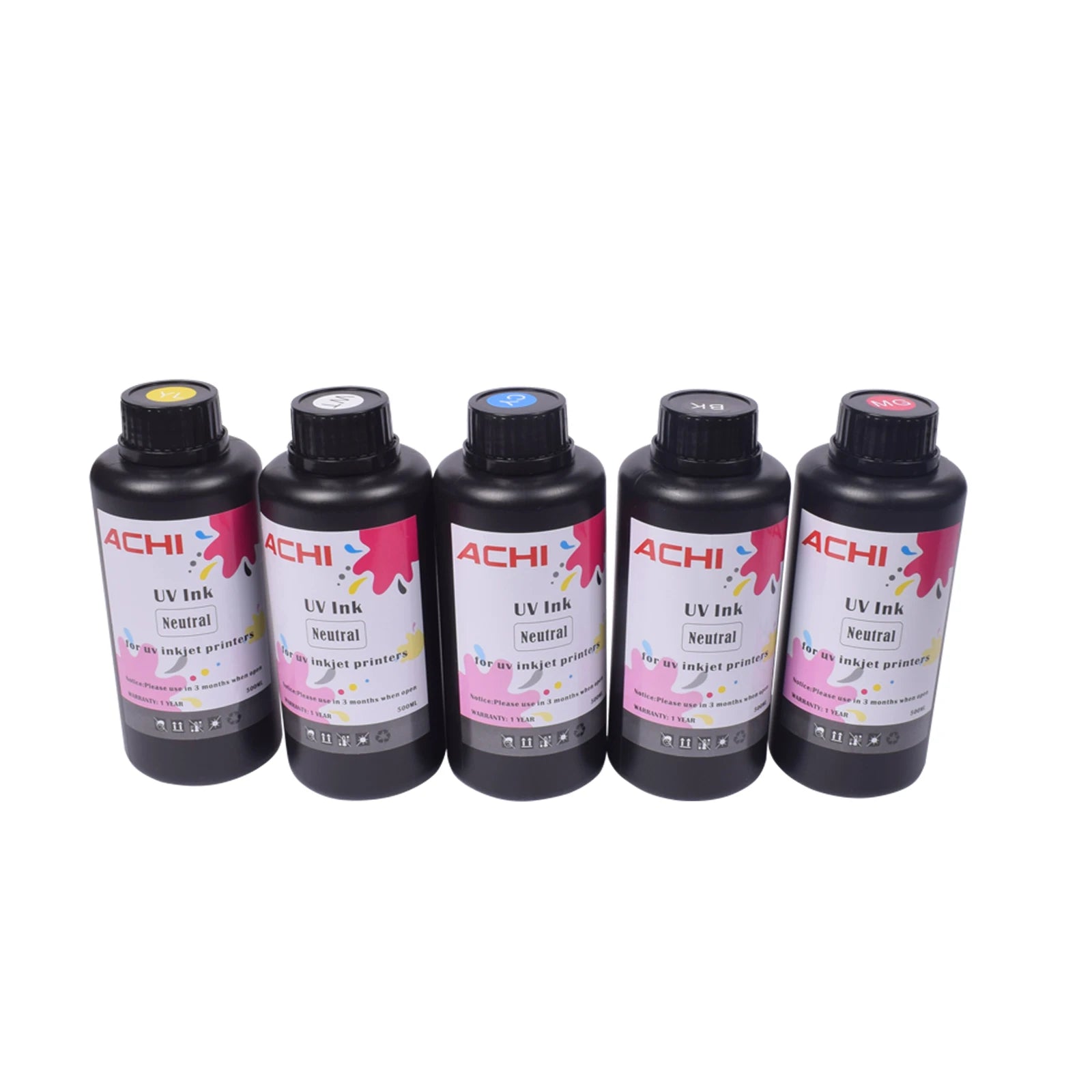 CMYKW 5*500ML UV Ink for R1390 L800 XP600 TX800 Printhead for UV A3 A4 A5 6090 Flatbed Inkjet Printer US Stock