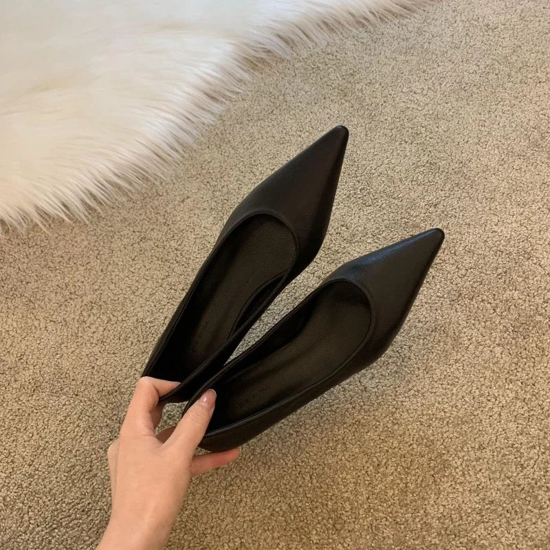 Women Low Heel Pumps Spring Autumn Pointed Shallow Mouth Soft Sole Single Shoe Ladies Work Shoes Female Solid Casual Heels Women