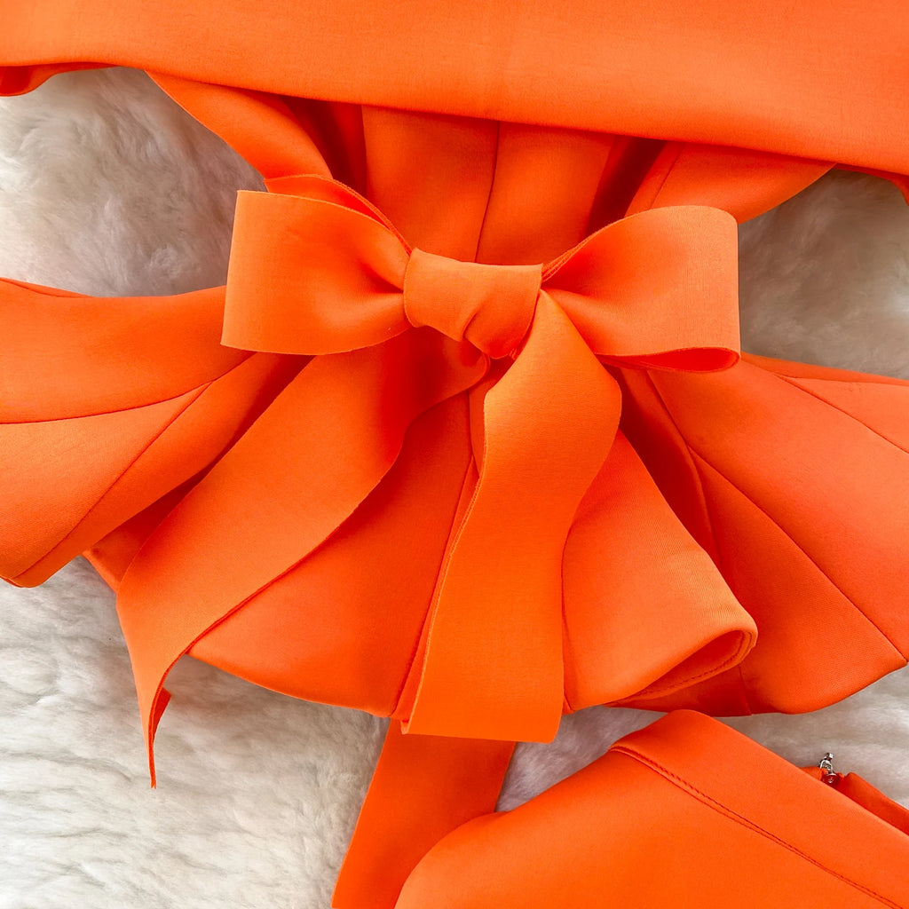 Sexy One-oulder Banded Waist Gown Set with Pleated Skirt Two-Piece Ensemble Courtly Sle Versatile Top f-length A-Line ...