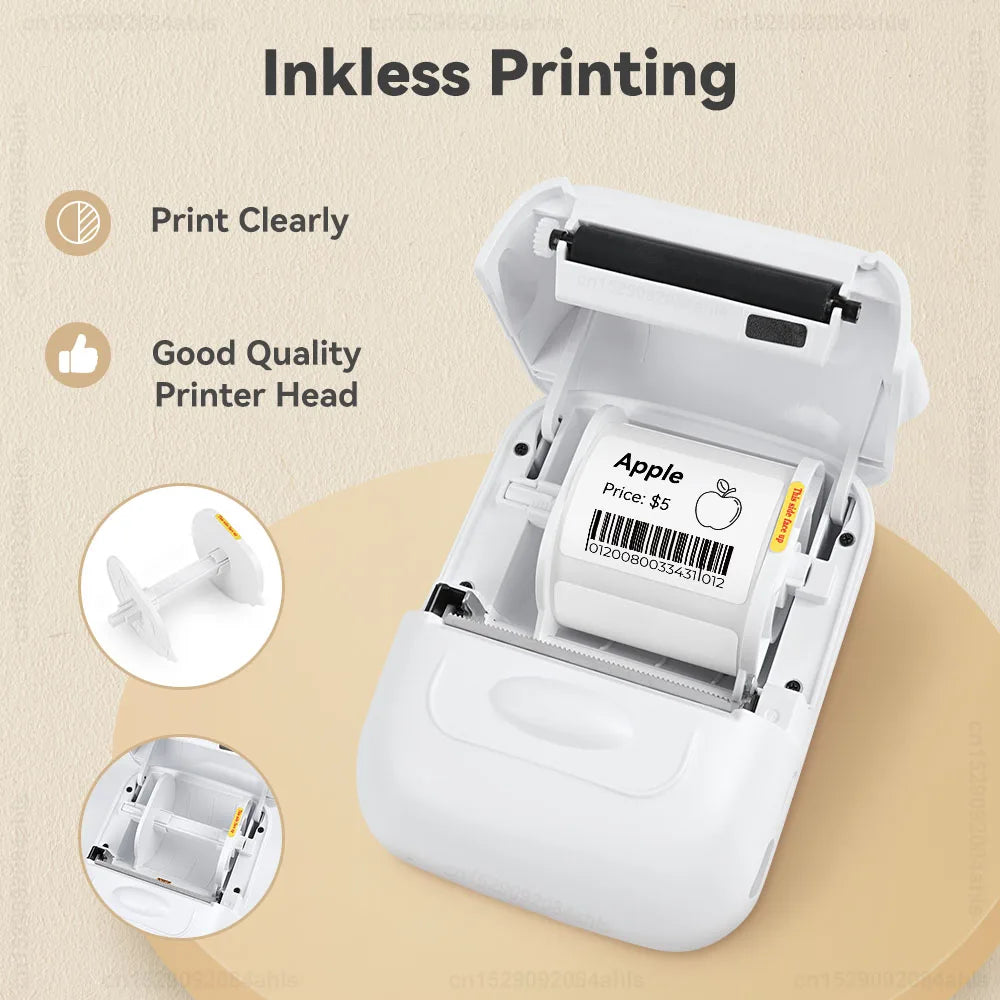 Mini Portable Thermal Printer P50 Adhesive Label Printer Portable Bluetooth Labeling Machine 2inch Maker or 3PK P50 Label Tapes