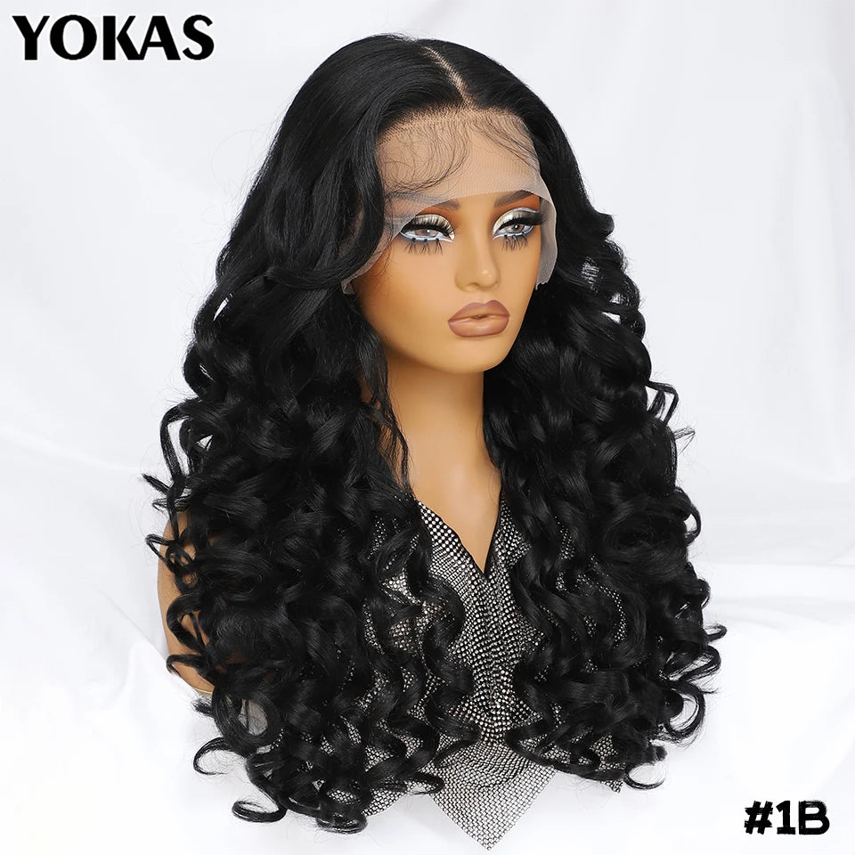 Latisha Lace Frontal Wig Synthetic 13x6 Curly Pre-Plucked Lace Frontal Wig With Baby Hair For Female 24" Lace Frontal Women Wigs