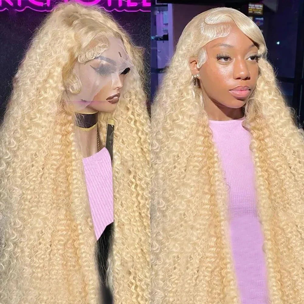 13x4 Blonde Lace Front Wigs Human Hair Brazilian Kinky Curly 13x6 HD 613 Curly Wavy Lace Front for Black Women 180% Density