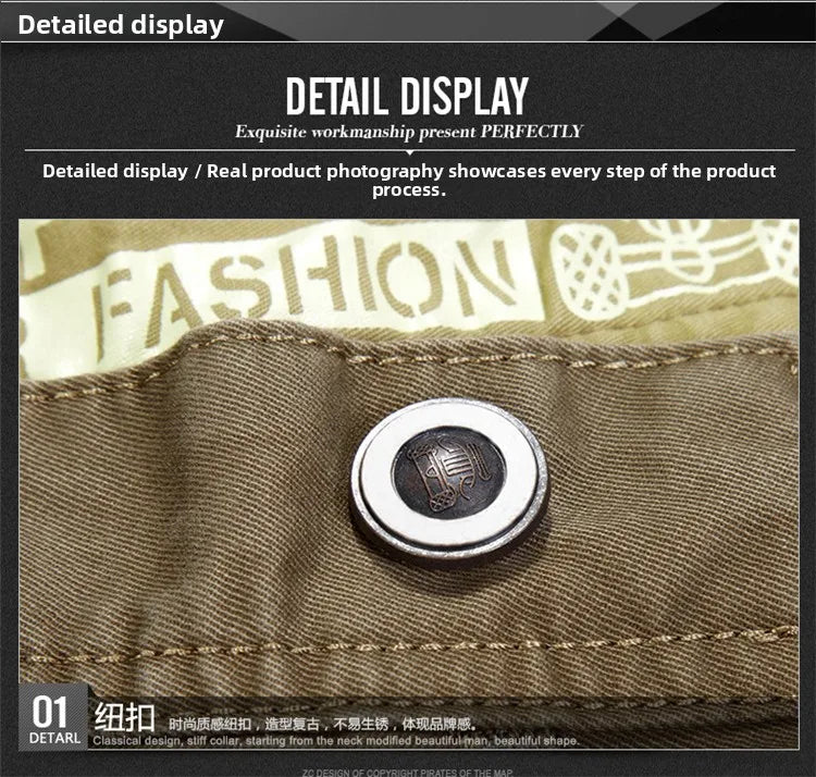 Loose Fit Men's Casual Cotton Work Trousers Outdoor Leisure Pants Multi ket Straight Leg Long Trousers Wear Resistant