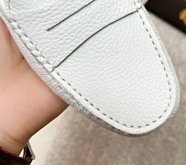 120 Genuine Leather Woman Shoes Square Toes Shallow Slip-on Loafers Shoes For Woman Real Leather Daily Shoes Plus Size 34-42