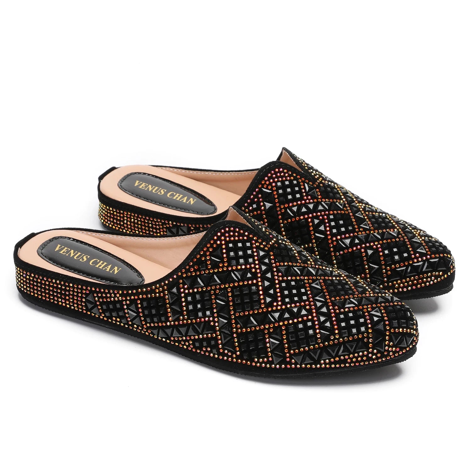 2025 Latest Design Nigeria Silver Color Half Shoes Elegant Flat Shoes for Woman Fashion Comfortable Party Slippers