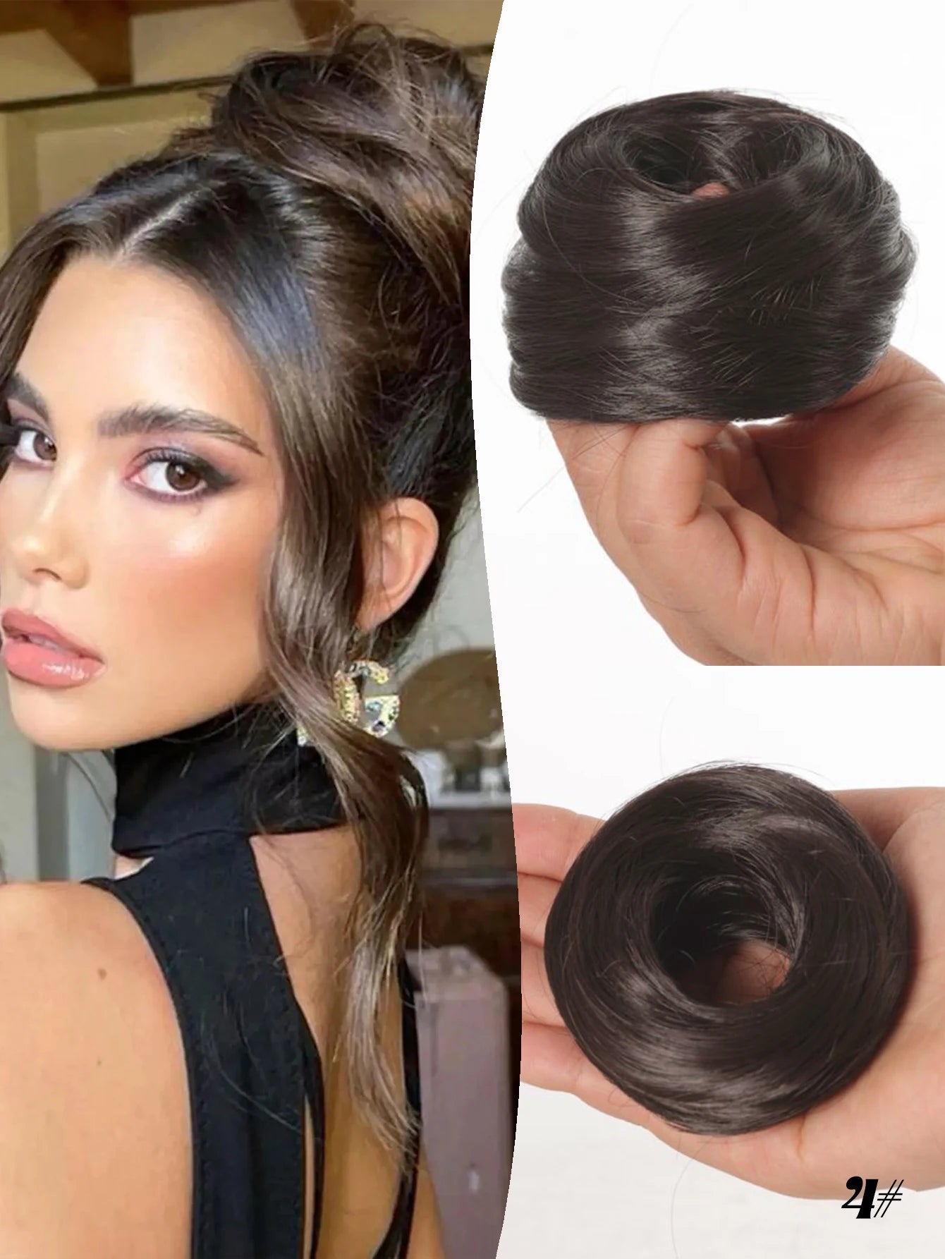 YELOWTIM Synthetic Chignon Elastic Rubber Band Fake Hair Bun Clip in on Hair Tail Extension Updo Hair Piece Ponytail For Women