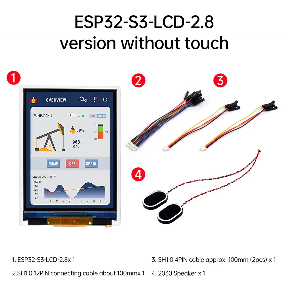 ESP32-S3 2.8 Inch LCD Screen Wifi Bluetooth Development Board Capacitive Touch Display Development Board Optional