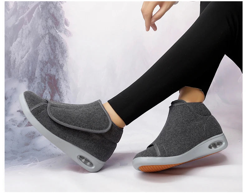 Women Warm Boots Winter Velvet Orthopedics Wide Feet Swollen Shoes Women Eversion Adjusting Soft Comfortable Diabetic Shoes