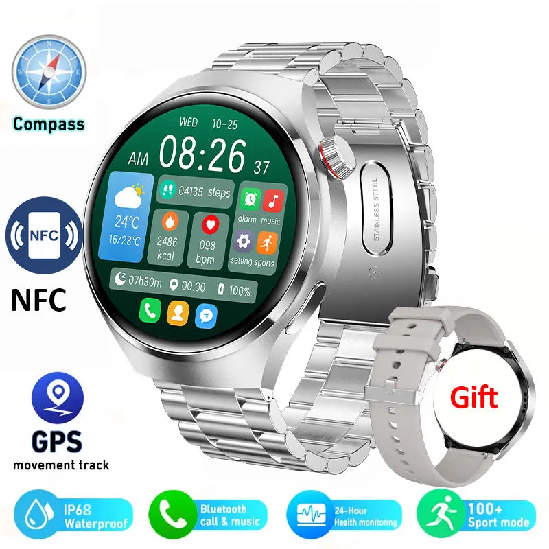 2025 New Smart Watch Heart rate Health Monitor Bluetooth Call NFC GPS Tracker IP68 Waterproof SmartWatch Men Women For HUAWEI