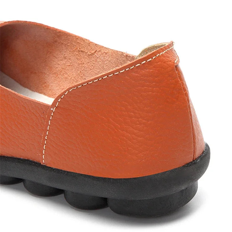 YAERNI Woman Shoes Summer Spring Genuine Leather Loafers Solid Slip-On Round Toe Handmade Flats W060