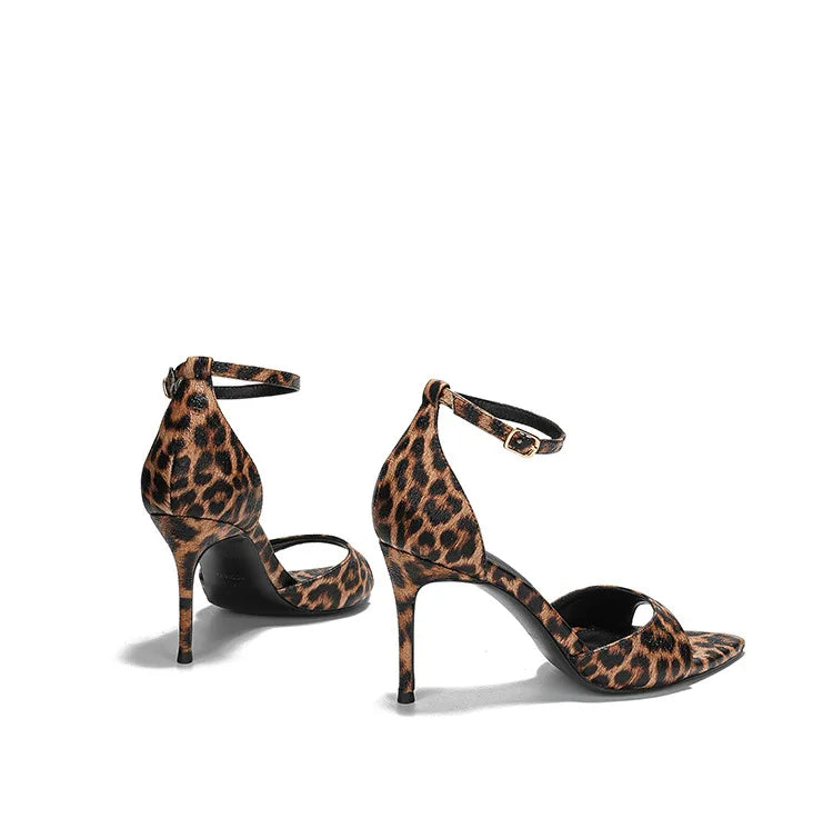 Fashion Leopard Print Vulcanized Women Sandals High Heels Non-Slip Platform Shoes Lightweight Summer Style