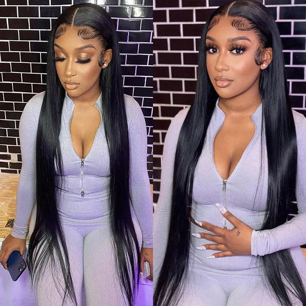 200 Density 13x4 13x6 Transparent Bone Straight 30 40 Inches Lace Front Human Hair Wigs Brazilian Frontal Wigs For Women