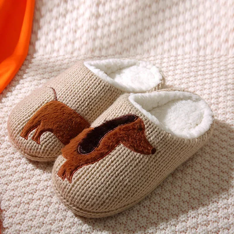 2024 Women's Slippers Cartoon Cute Dog Indoor Warm Non-slip Soft Sole Good Breathable Homeshoes Fashion Causal Cotton Shoes