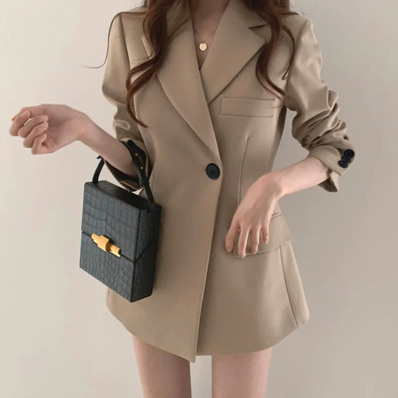 Autumn Winter Slim Women's Blazers Chic Casual Office Lady Suit Solid Fashion Coat Luxury Female Blazer Mujer Korean Style