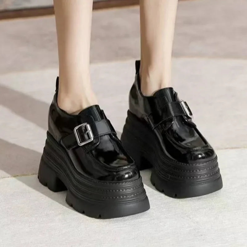 Ladies Shoes 2025 High Quality Buckle Strap Women's High Heels Fashion Round Toe Dress Pumps Women Hot Sale Solid Platform Heels