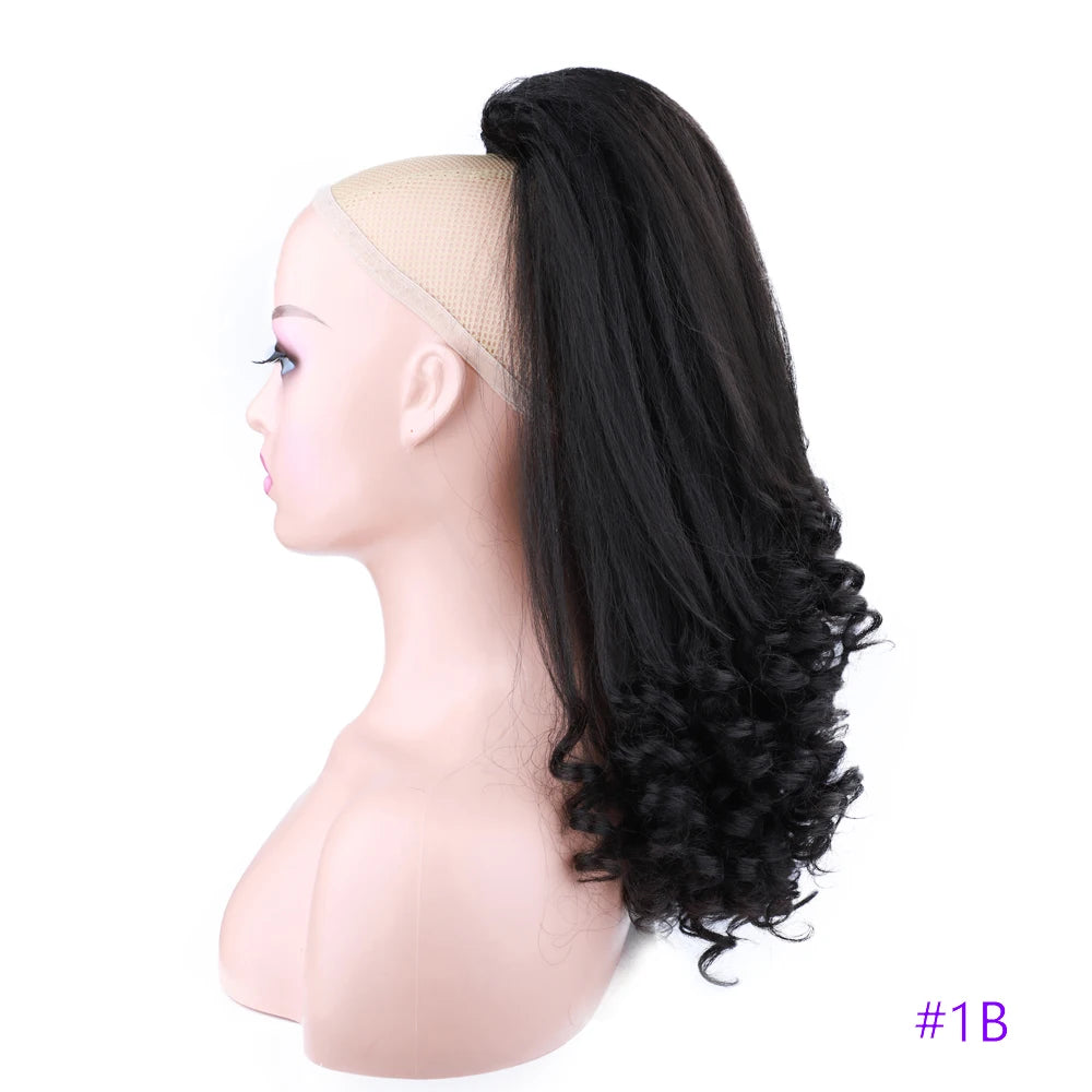 Synthetic Long Curly End Ponytail Extension Synthetic Draw-string Ponytail Clip-In Hair Extension For Women Natural Looking