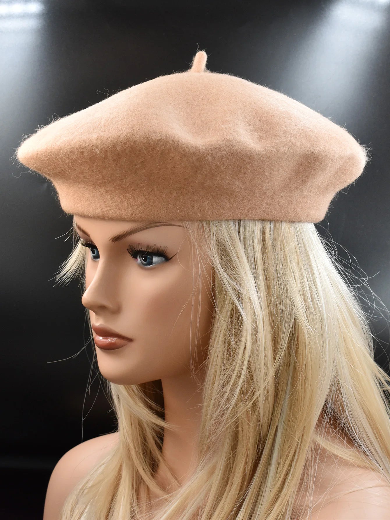 New Women black pink Berets Hat Fashion Solid Color Wool Knitted With Ladies Beanie Beret Hat Warm Autumn and winter Cap