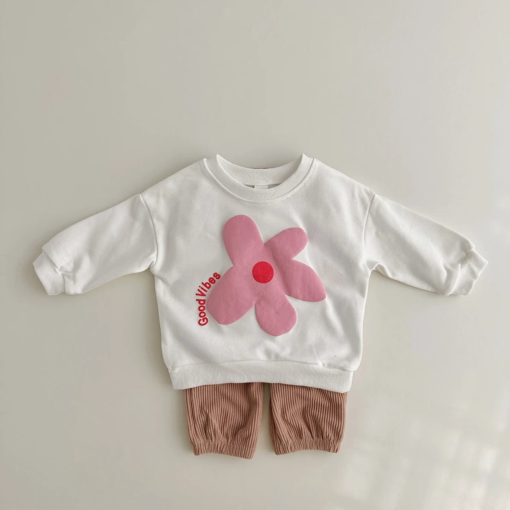 2023 Autumn Baby Girls Clothes Set Retro Prints Sweater+Corduroy Pants 2PCS/Set Children's Clothing Baby Boys Outfit Cotton Suit