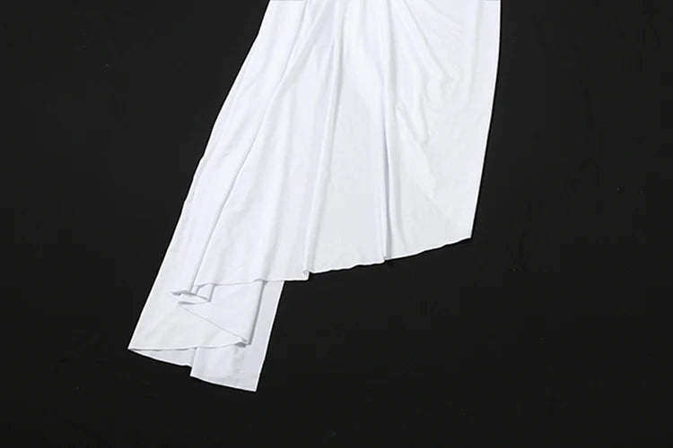 Nibber Irregular Hem Women Maxi Dress High Split Halter Deep V-neck Backless Folds Sexy Midnight Hipster Wild Clubwear Vestidos