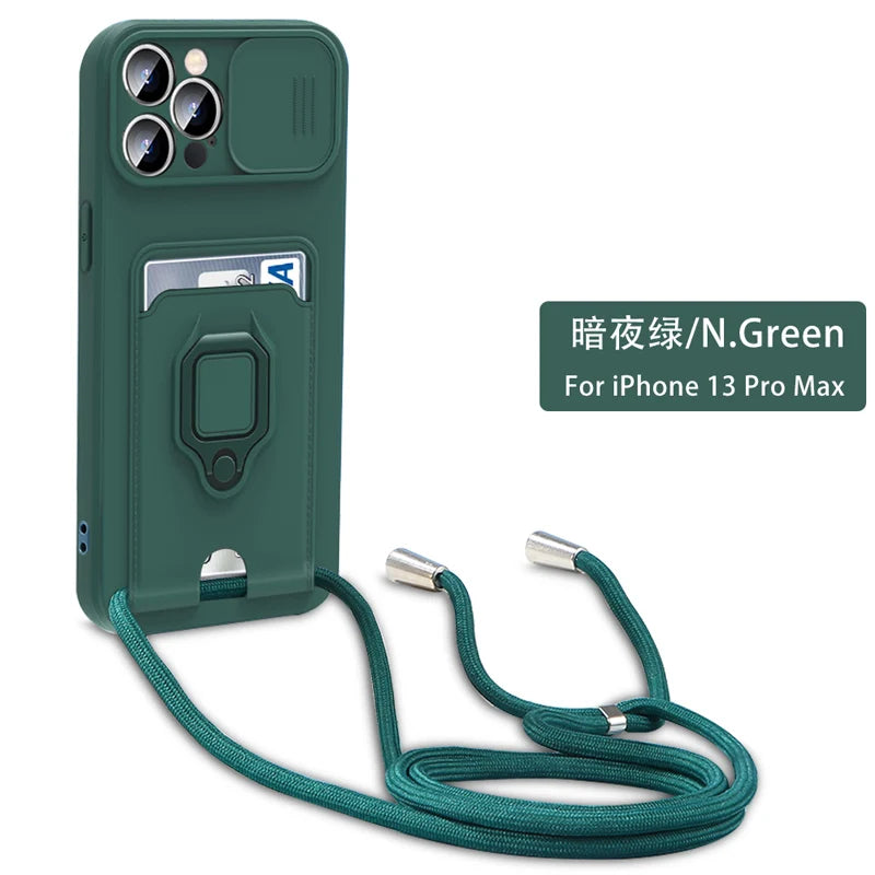 Necklace Strap Lanyard Cord Phone Case For Oppo Realme C51 C53 C55 Note 50 4g Slide Camera Lens Protector Crossbody Soft Cover