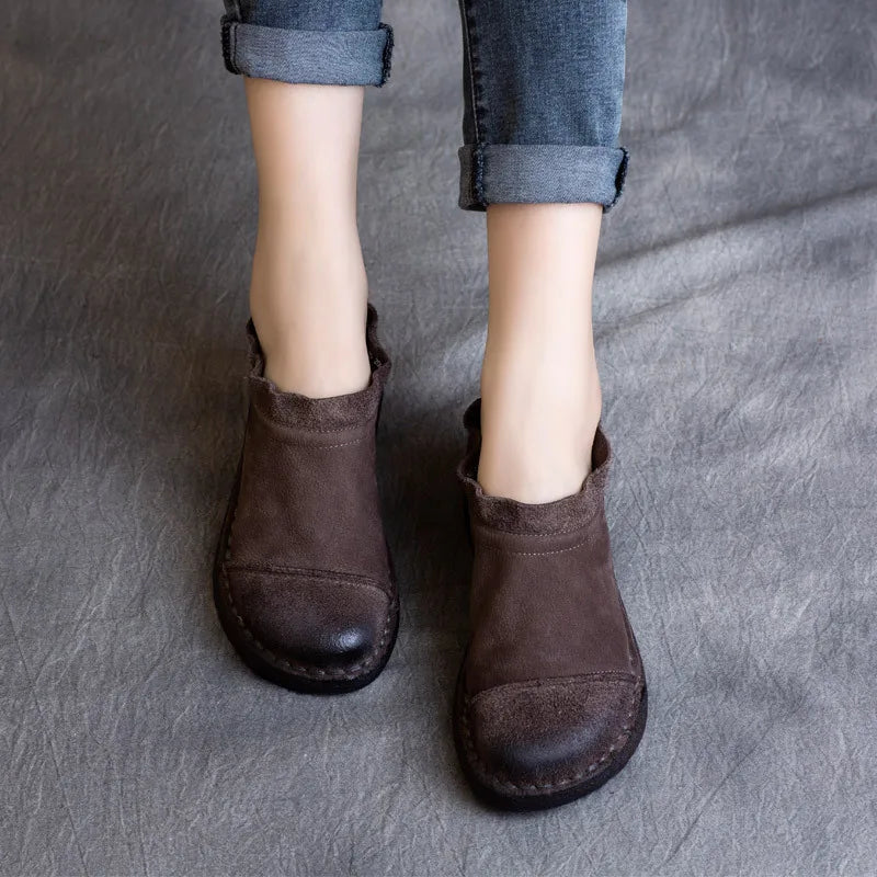 Careaymade-Genuine leather big size women's shoes,pure handmade Winter plush soft thick warm cotton boots women antiskid shoes