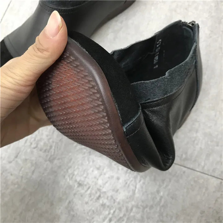 Careaymade-Genuine leather big size women's shoes,pure handmade Winter plush soft thick warm cotton boots women antiskid shoes