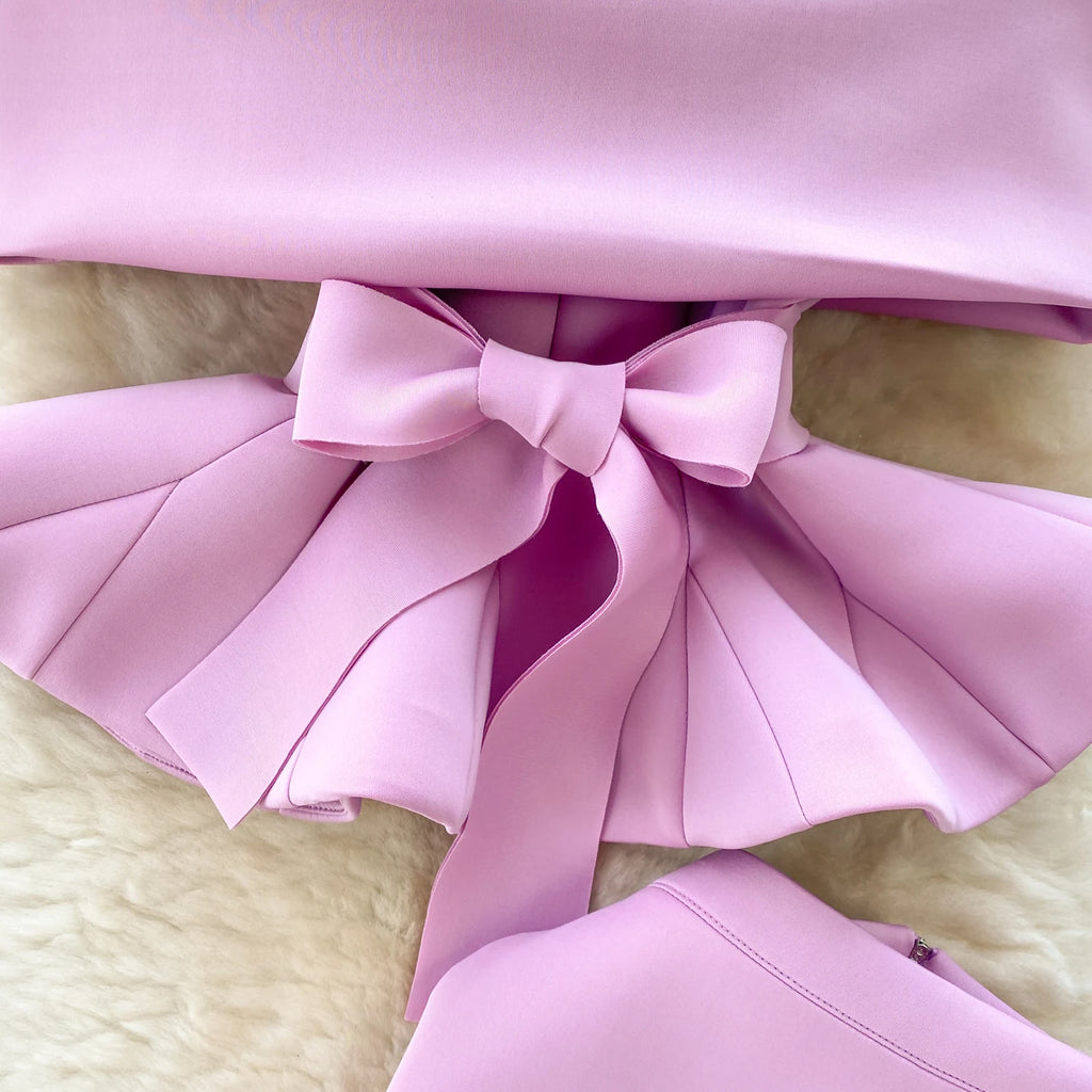 Sexy One-oulder Banded Waist Gown Set with Pleated Skirt Two-Piece Ensemble Courtly Sle Versatile Top f-length A-Line ...