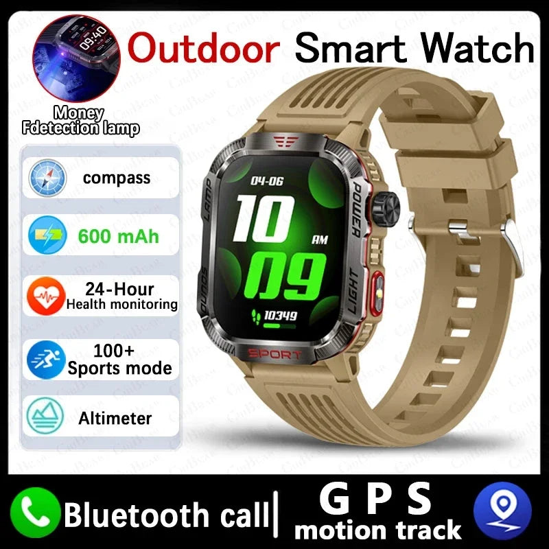 2025 New  Xiaomi  Military GPS Smart Watch Men Flashlight Compass Waterproof Outdoor Sport Tracker Bluetooth Call Smartwatch