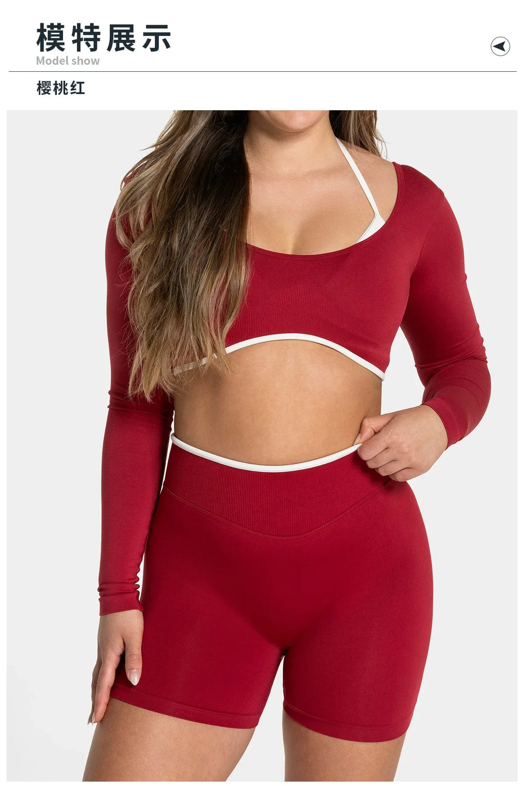 Seamless Fake Two-piece Long Sleeved Yoga Top  Women's Running and Fitness Sports Top Suit Top