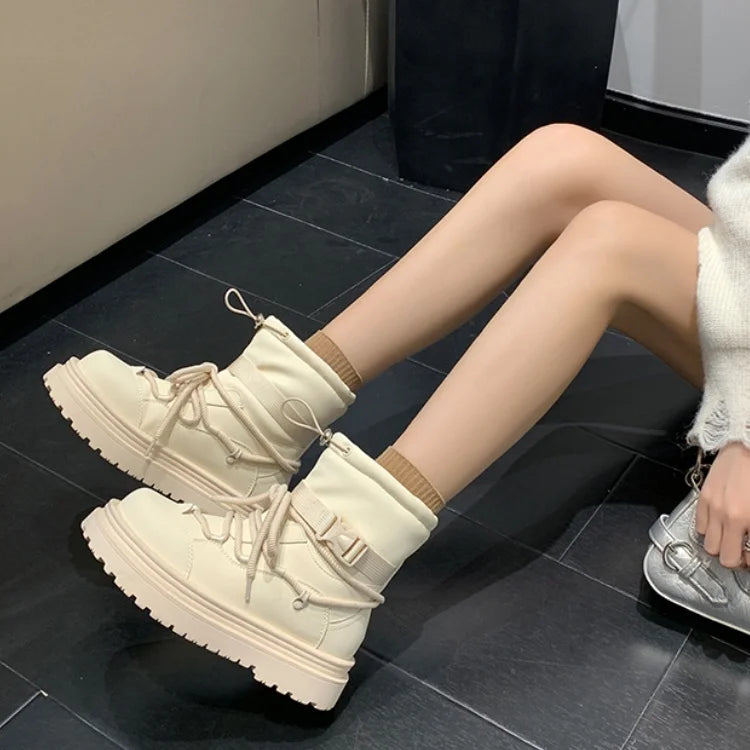 Women's Snow Boots Winter Ankle-length Flat Thick Sole Warm Cotton Shoes Short Plush Women's 2024 Casual Boots Style Flat With