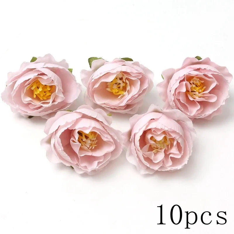 Pink Artificial Flowers Head For Wedding Home Room Decor DIY Fake Flowers For Decoration Birthday Party Craft Wreath Decoration