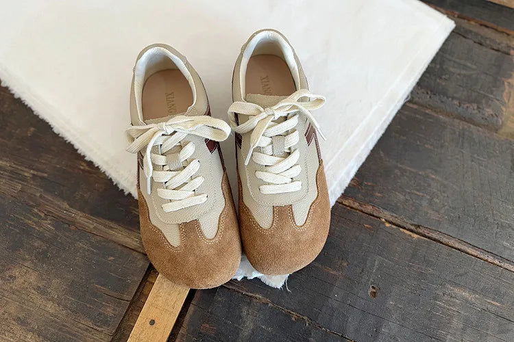 Careaymade-Genuine Leather wider toe women's shoes,soft sole comfortable casual single shoes,lace Barefoot small white shoes