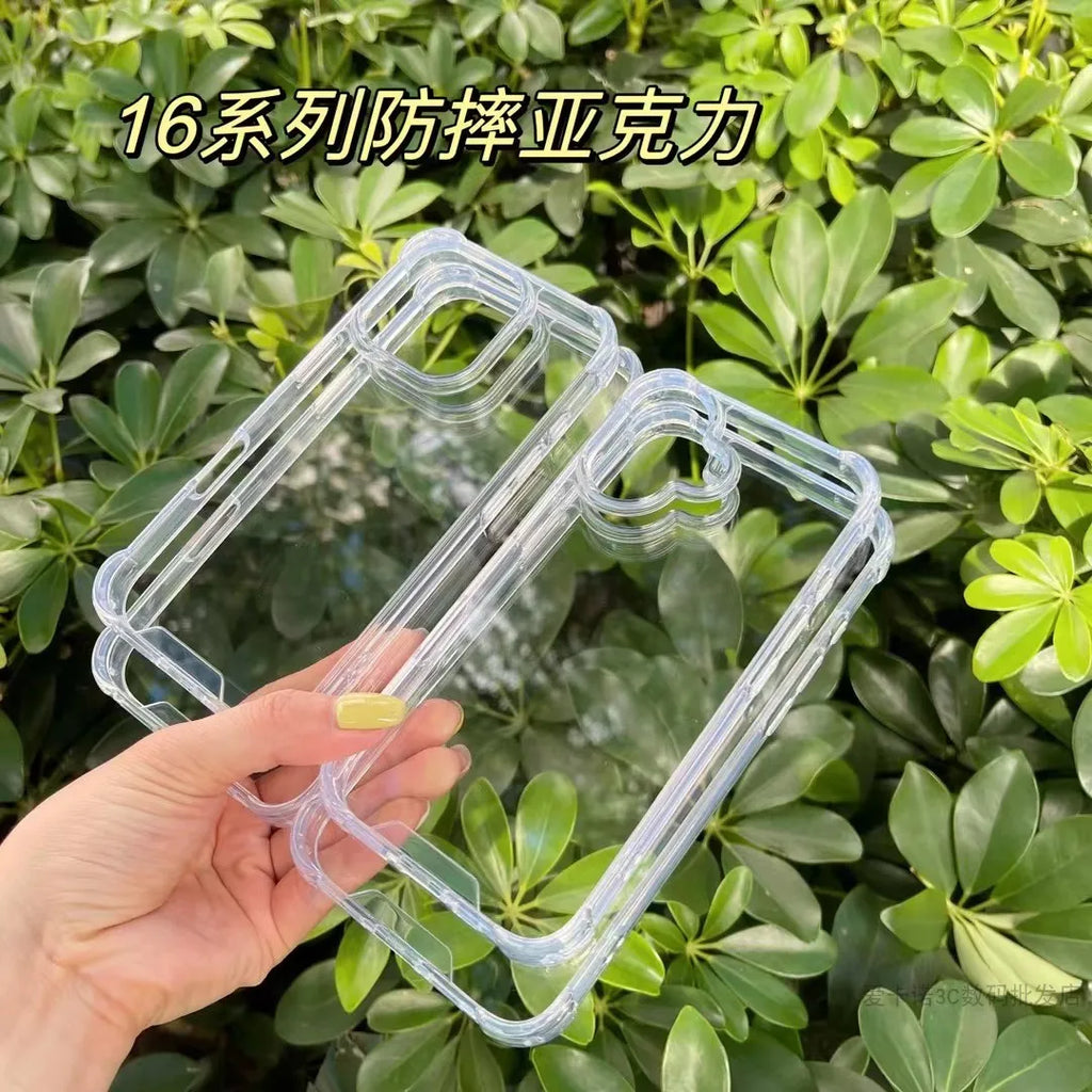 Transparent thicken corner shockproof phone case for iPhone 16 15 14 13 12 11 Pro Max full cover protection armor hard cover