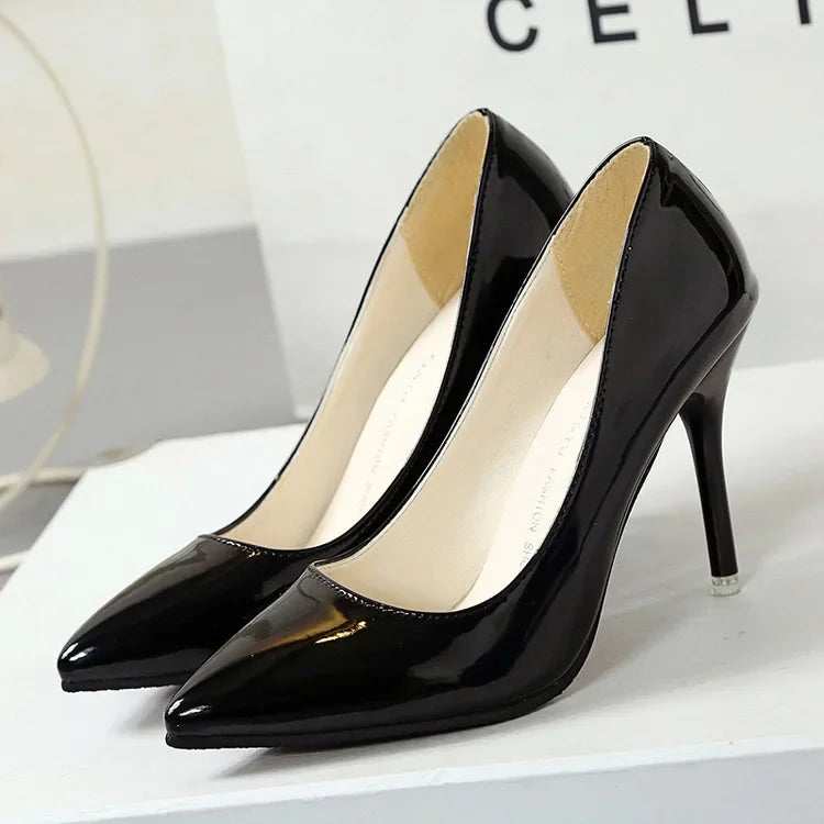 Pointed Toe Pumps Patent Leather Dress Women Shoes Red 8CM High Heels Boat Shoes Shadow Wedding Shoes Shoes for Wedding