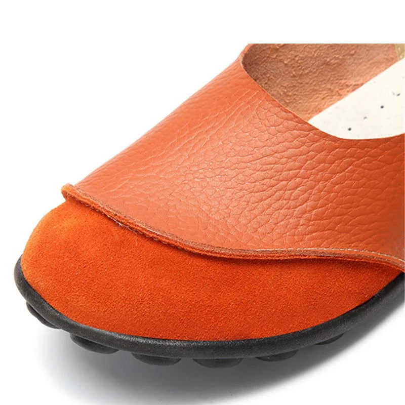 YAERNI Woman Shoes Summer Spring Genuine Leather Loafers Solid Slip-On Round Toe Handmade Flats W060