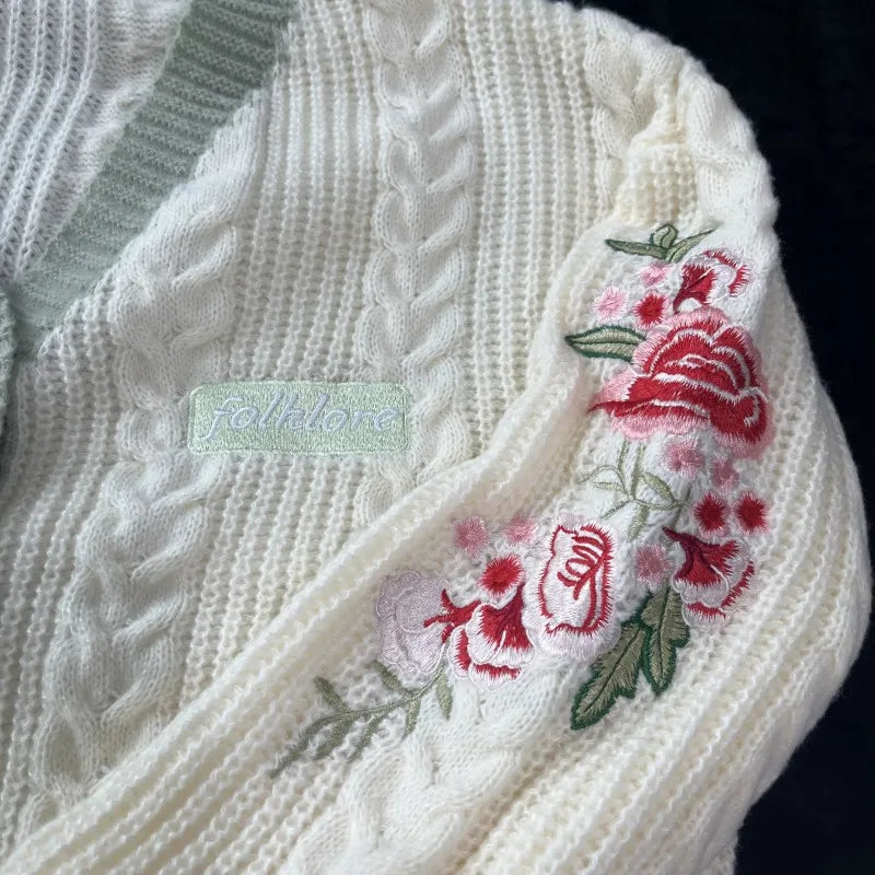 Koi Fish Women Cardigan Fashion Autumn Winter Turquoise Knitted Cardigans Mujer Koi Carp Embroidery Sweater Tops Folklore Girl