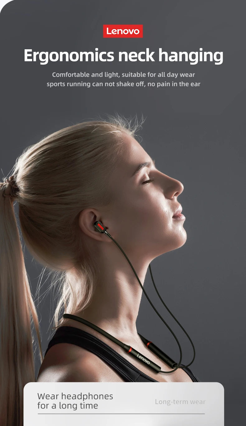 Lenovo Original HE05 Pro TWS Wireless Earphone Bluetooth 5.0 Waterproof Microphone Sports Noise Reduction Neckband Headphones