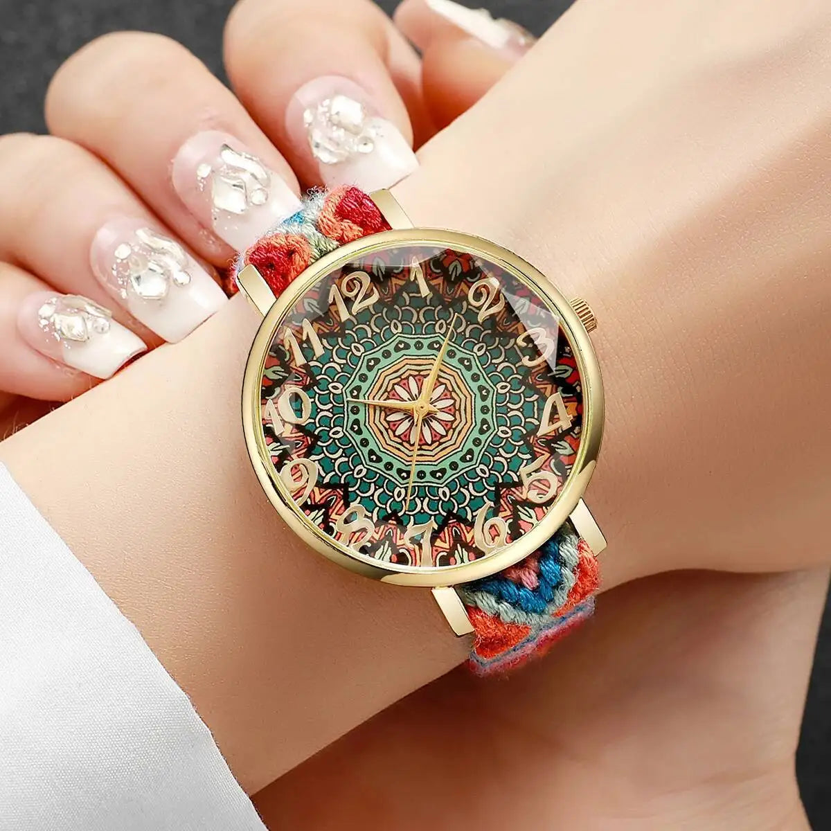 1/6/7PCS Fashion Women Watches Vintage Woven Strap Ladies Quartz Wristwatches Reloj Mujer（Without Box）
