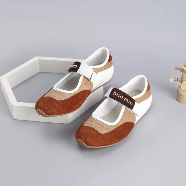 Spring and Autumn Women's Ballet Flat Shoes Retro Versatile  Shallow-mouth Single Shoes Fashion Hook Loop Casual Mary Jane Shoes