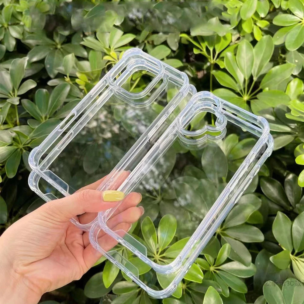 Transparent thicken corner shockproof phone case for iPhone 16 15 14 13 12 11 Pro Max full cover protection armor hard cover
